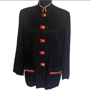 Vintage 80s Virgo II Military Band Jacket Womans 10 Black Gold Red Trim USA Made